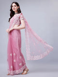 Pre-Stitched Enchanting Ready To Wear Net Saree With Sequin Work