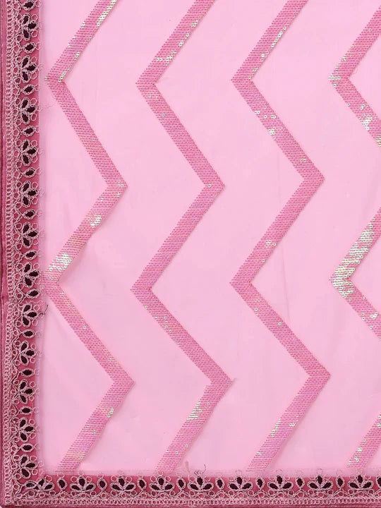 Pre-Stitched Enchanting Ready To Wear Net Saree With Sequin Work