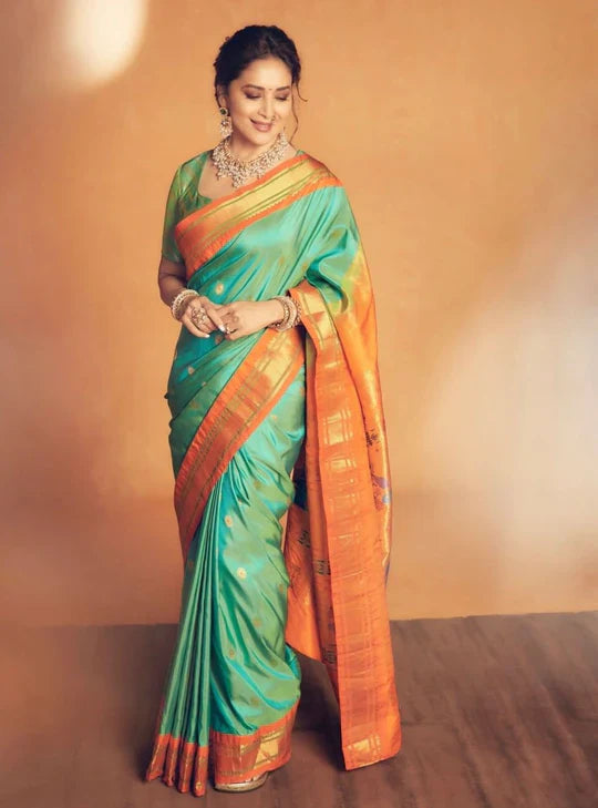 Beautiful Women Wedding and Party Wear Art Silk Jacquard Border Saree With Blouse Piece