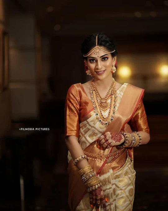 Felicitous Orange Soft Banarasi Silk Saree With Enchanting Blouse Piece
